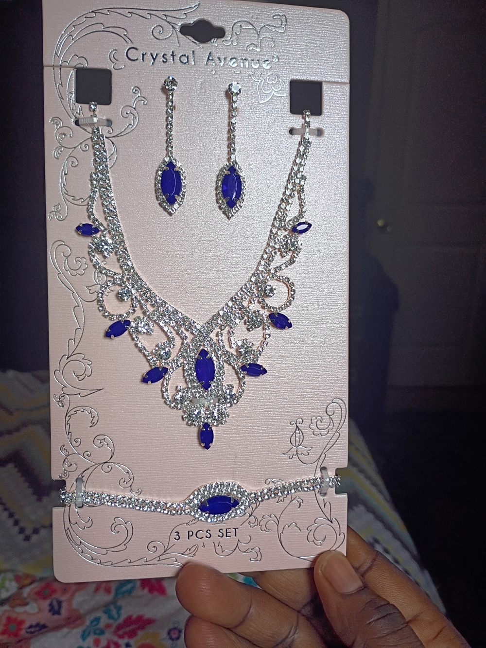 & Other Stories Silver Necklace Set with Royal Blue Stones